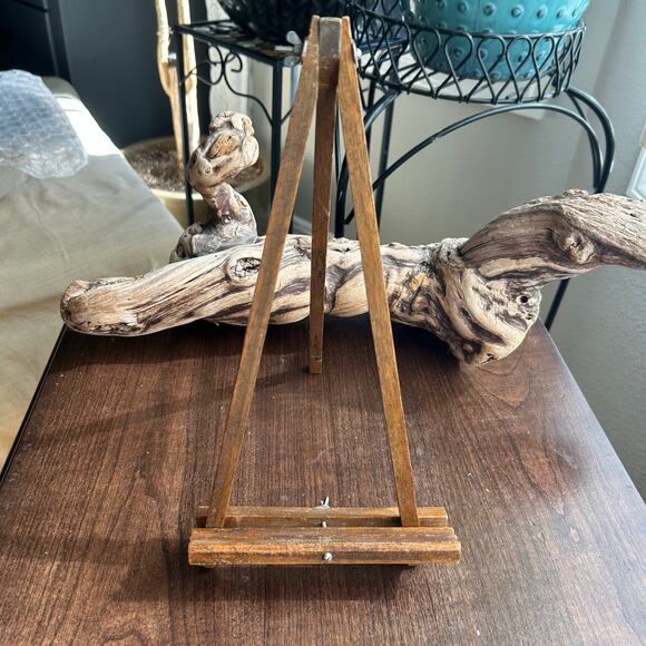 Vintage 1970's Wooden Easel Picture Stand Art Display Book Plate Stand 12” - Picture 1 of 5